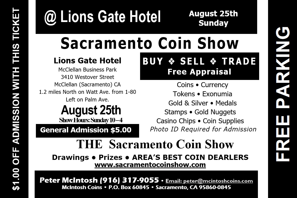Sacramento Coin Show Flyer Coupon